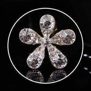 Feshionn IOBI Hair Jewelry Small Crystal Encrusted Flower Silver Plated Hair Pins