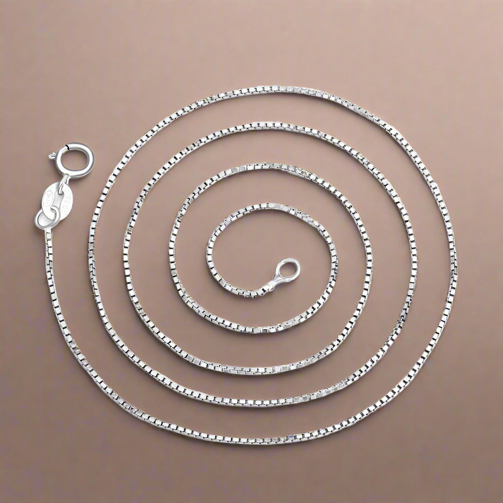 Feshionn IOBI Necklaces 18 inch Sterling Silver Box Chain Necklace