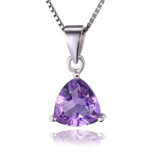 Feshionn IOBI Necklaces Amethyst Pendant Amethyst Trillion Cut 1.6CT IOBI Precious Gems Pendant Necklace