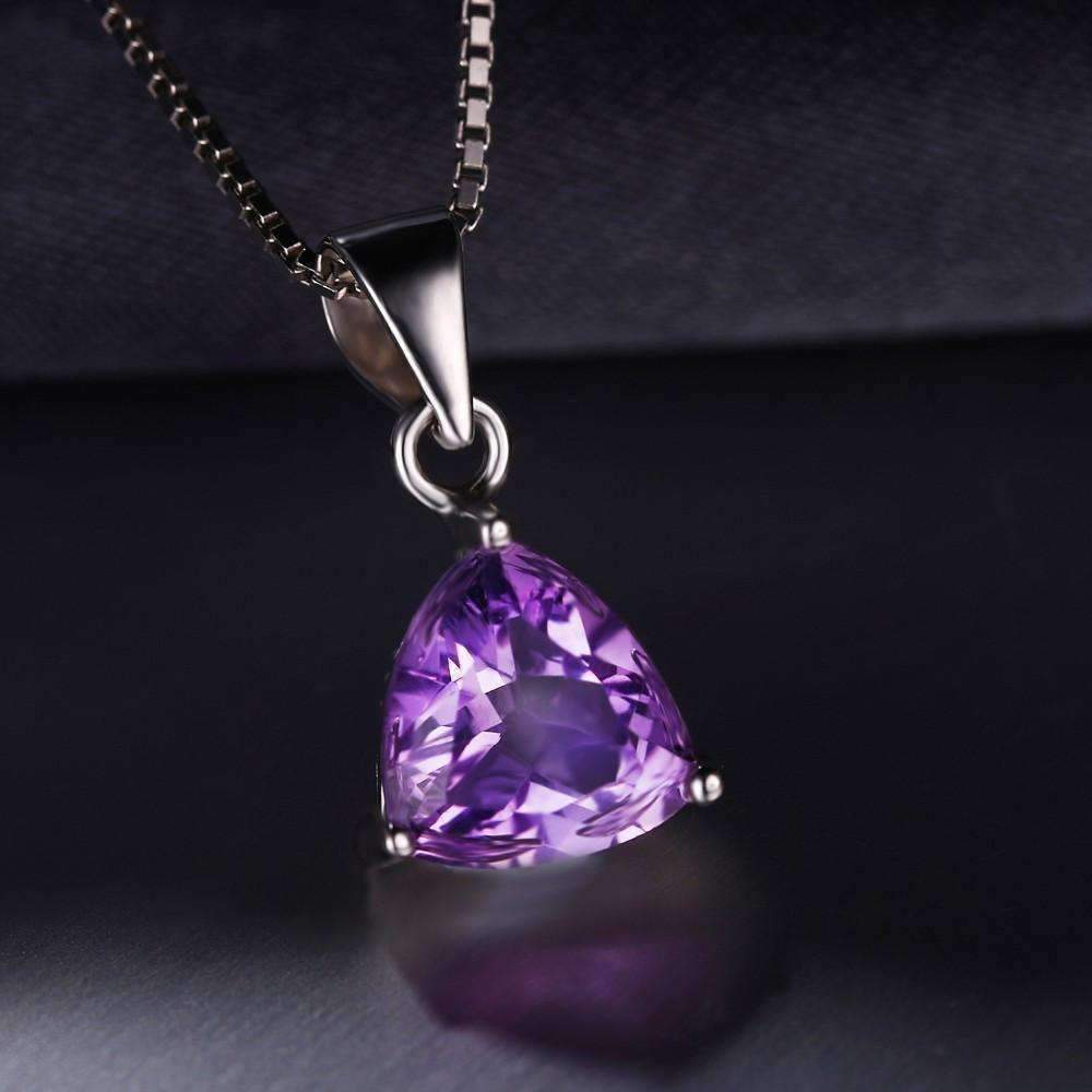 Feshionn IOBI Necklaces Amethyst Trillion Cut 1.6CT IOBI Precious Gems Pendant Necklace