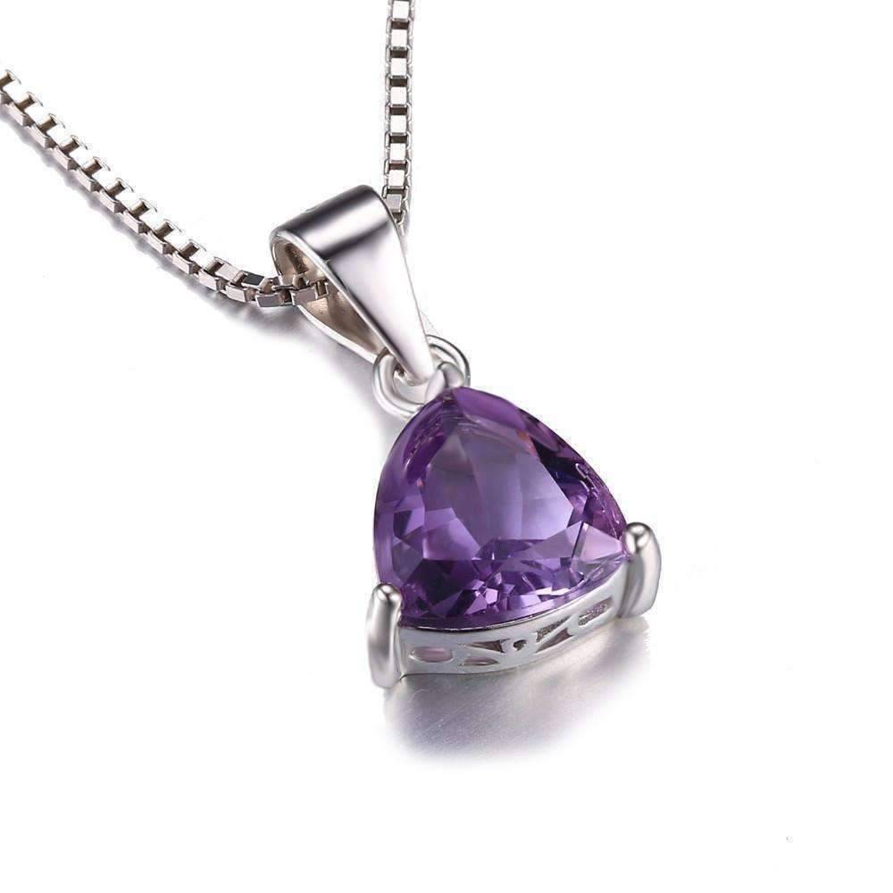 Feshionn IOBI Necklaces Amethyst Trillion Cut 1.6CT IOBI Precious Gems Pendant Necklace