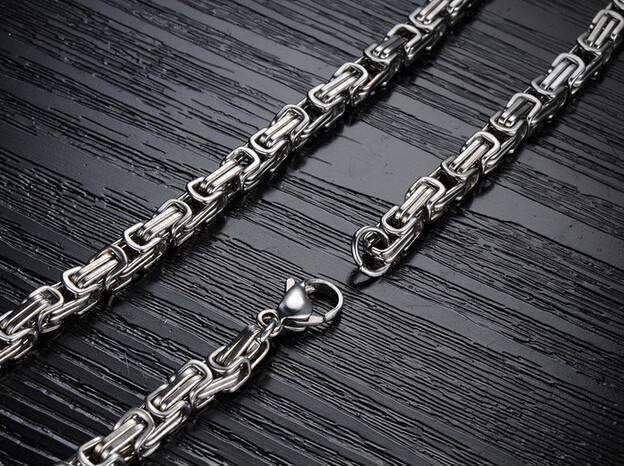 Feshionn IOBI Necklaces Boss Byzantine Box Link Chain 22 inch Stainless Steel Necklace