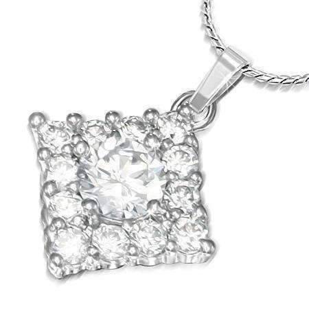 Feshionn IOBI Necklaces Clear "Jubilee" Cubic Zirconia Square Pendant Necklace