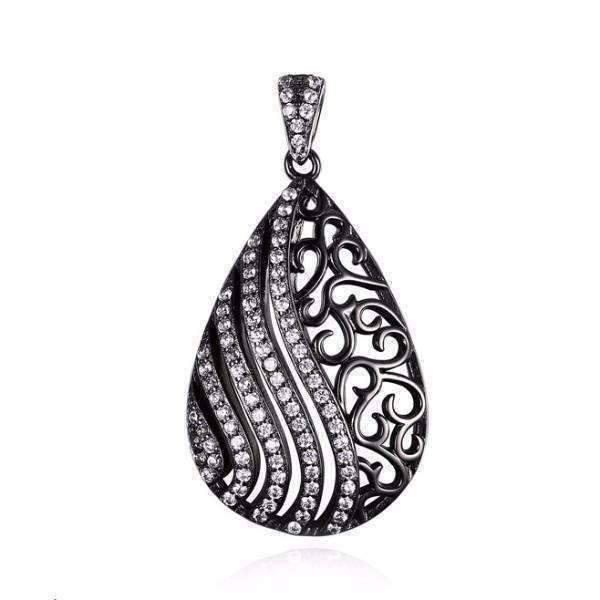 Feshionn IOBI Necklaces Ebony Swirl Black Gold Filigree and CZ Pendant Necklace