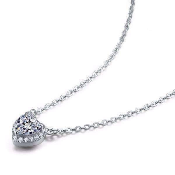 Feshionn IOBI Necklaces Isabella 1CT Heart Halo IOBI Cultured Diamond Solitaire Pendant