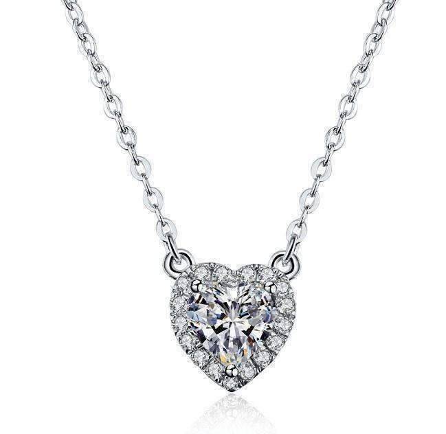 Feshionn IOBI Necklaces Isabella 1CT Heart Halo IOBI Cultured Diamond Solitaire Pendant