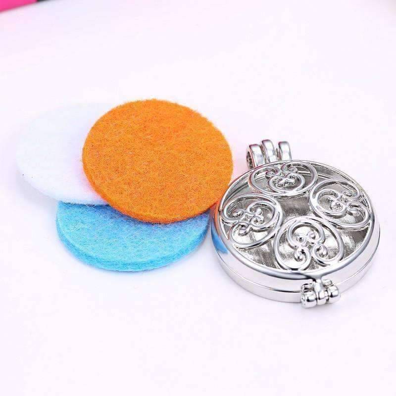 Feshionn IOBI Necklaces Large Round Filigree Aromatherapy Scent Diffuser Locket Necklace