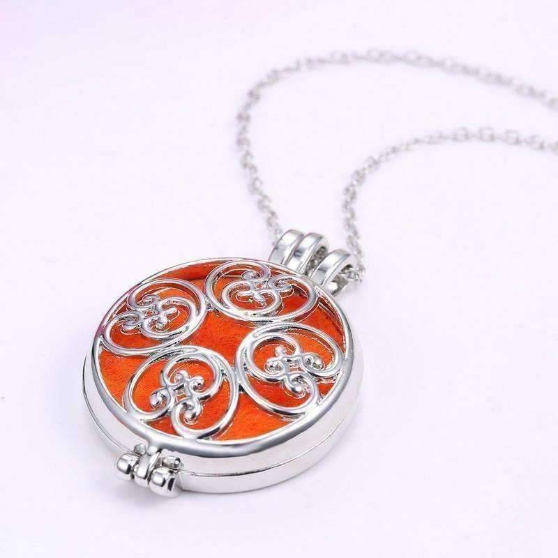 Feshionn IOBI Necklaces Large Round Filigree Aromatherapy Scent Diffuser Locket Necklace