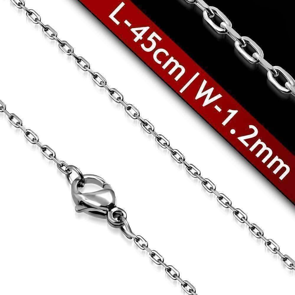 Feshionn IOBI Necklaces Mini Oval Link Style Stainless Steel Necklace Chain 18 or 23 inches