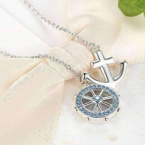 Feshionn IOBI Necklaces Nautical Adventure Blue Topaz Sterling Silver Lariat Necklace