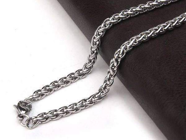 Feshionn IOBI Necklaces Oakland 5mm Stainless Steel Men's Wheat Link Chain Necklace - Two Sizes