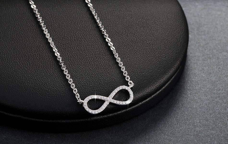 Feshionn IOBI Necklaces ON SALE - Micro Pavé Mini Eternity Symbol Sterling Silver Necklace