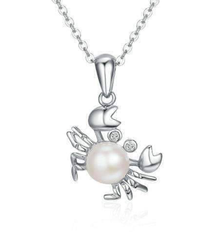 Feshionn IOBI Necklaces Ornate Pearl Crab Sterling Silver Necklace