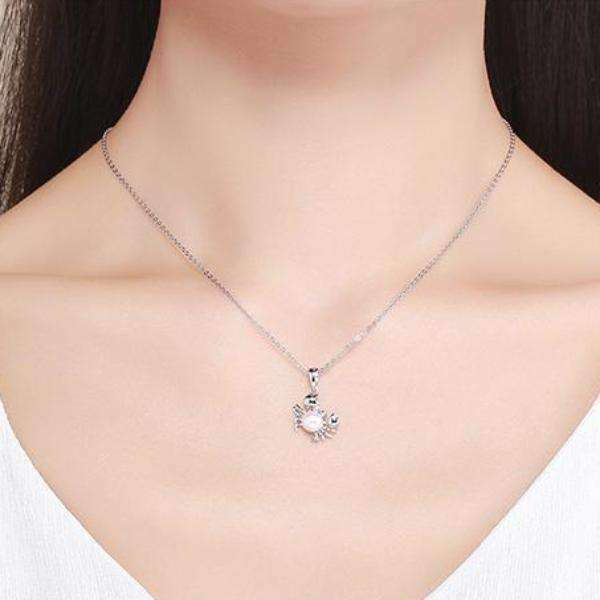 Feshionn IOBI Necklaces Ornate Pearl Crab Sterling Silver Necklace