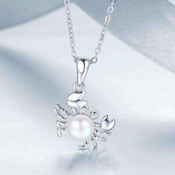 Feshionn IOBI Necklaces Ornate Pearl Crab Sterling Silver Necklace