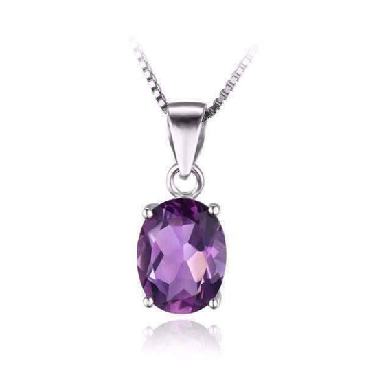 Feshionn IOBI Necklaces Oval Amethyst Pendant Amethyst Oval Cut 1.7CT IOBI Precious Gems Pendant Necklace