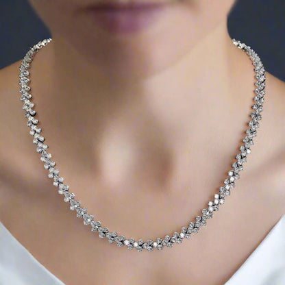 Feshionn IOBI Necklaces Platinum ON SALE - Mosaic Swiss CZ Diamond Triple Platinum Plated Tennis Necklace