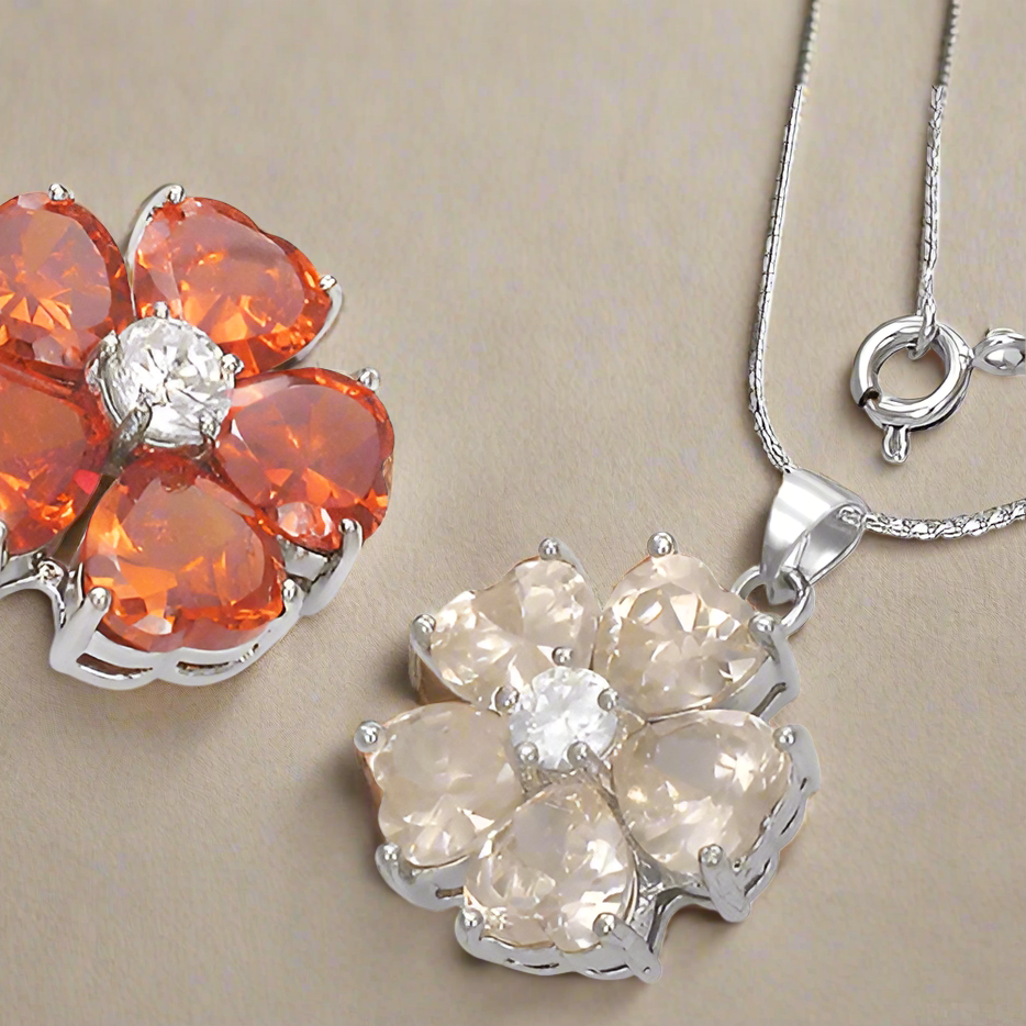 Feshionn IOBI Necklaces Poppy ON SALE - "Buttercup" Cubic Zirconia Flower Pendant Necklace