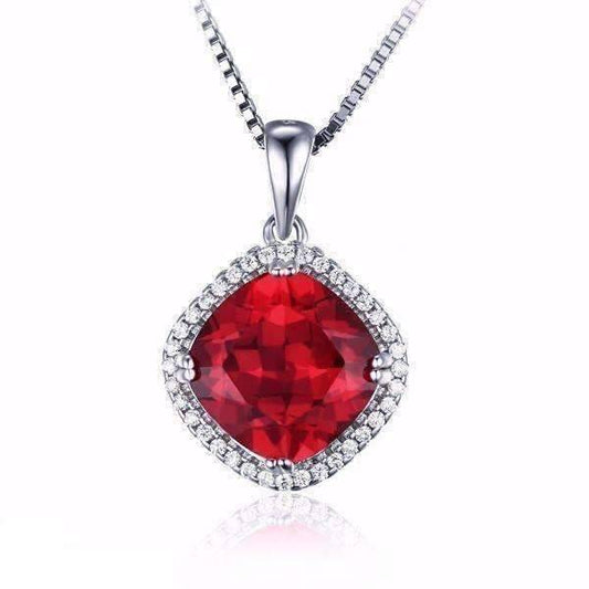 Feshionn IOBI Necklaces Rubellite Pendant Passion Rubellite Cushion Cut 6.8CTW IOBI Precious Gems Halo Pendant Necklace