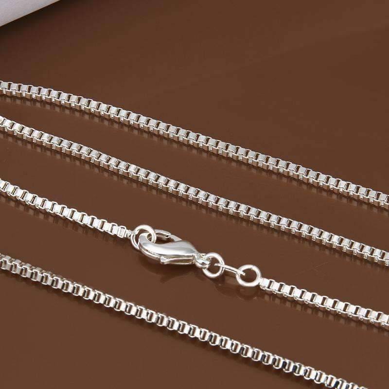 Feshionn IOBI Necklaces Silky Silver Box Link Chain Necklace 18, 20 or 22 inches