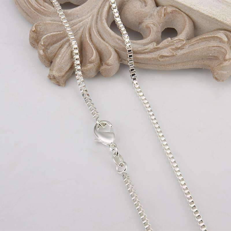 Feshionn IOBI Necklaces Silky Silver Box Link Chain Necklace 18, 20 or 22 inches