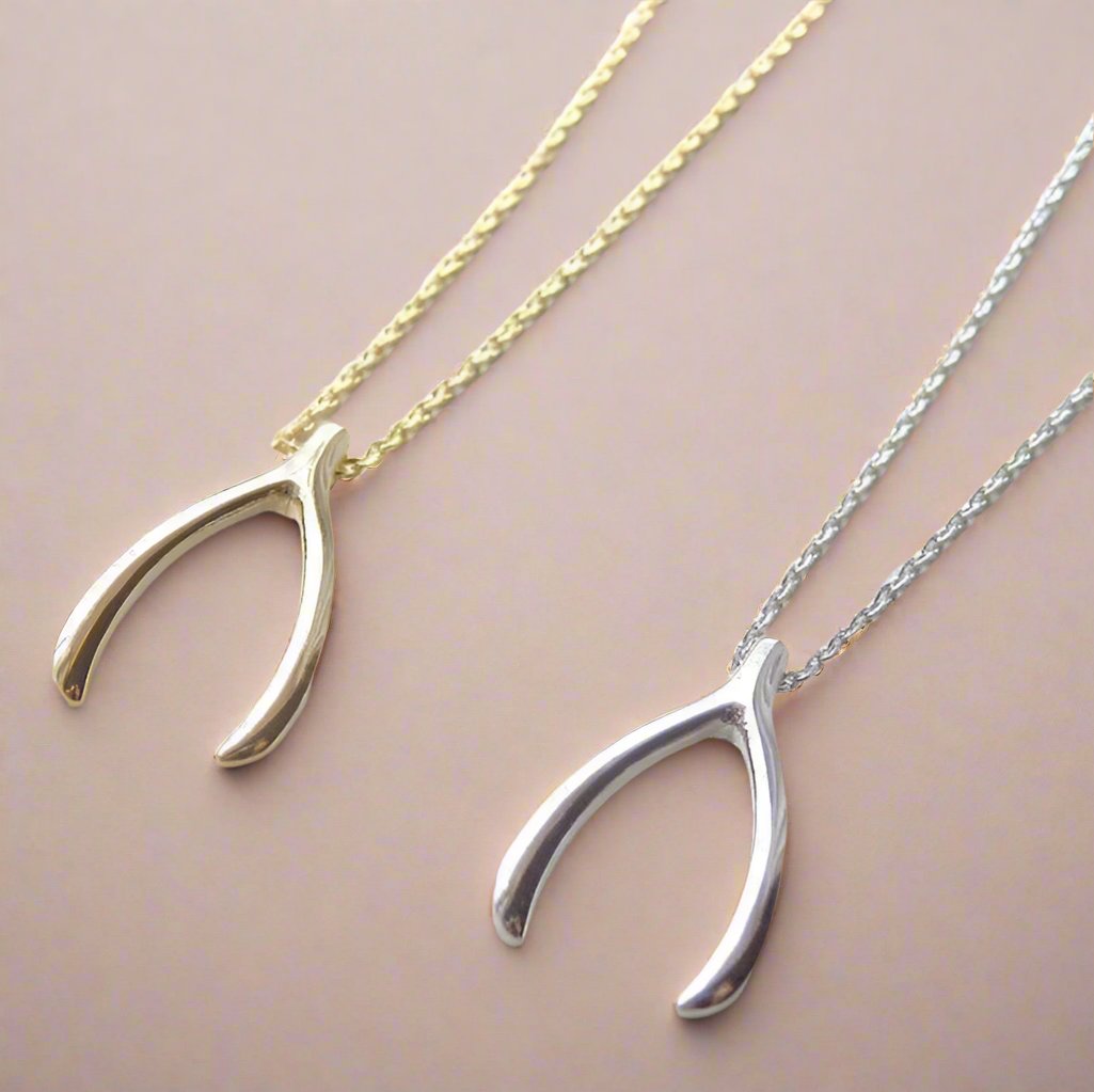 Feshionn IOBI Necklaces Silver Make A Wish Sterling Silver Wishbone Necklace