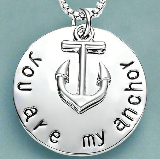 Feshionn IOBI Necklaces Silver "You Are My Anchor" Inspirational Charm Necklace