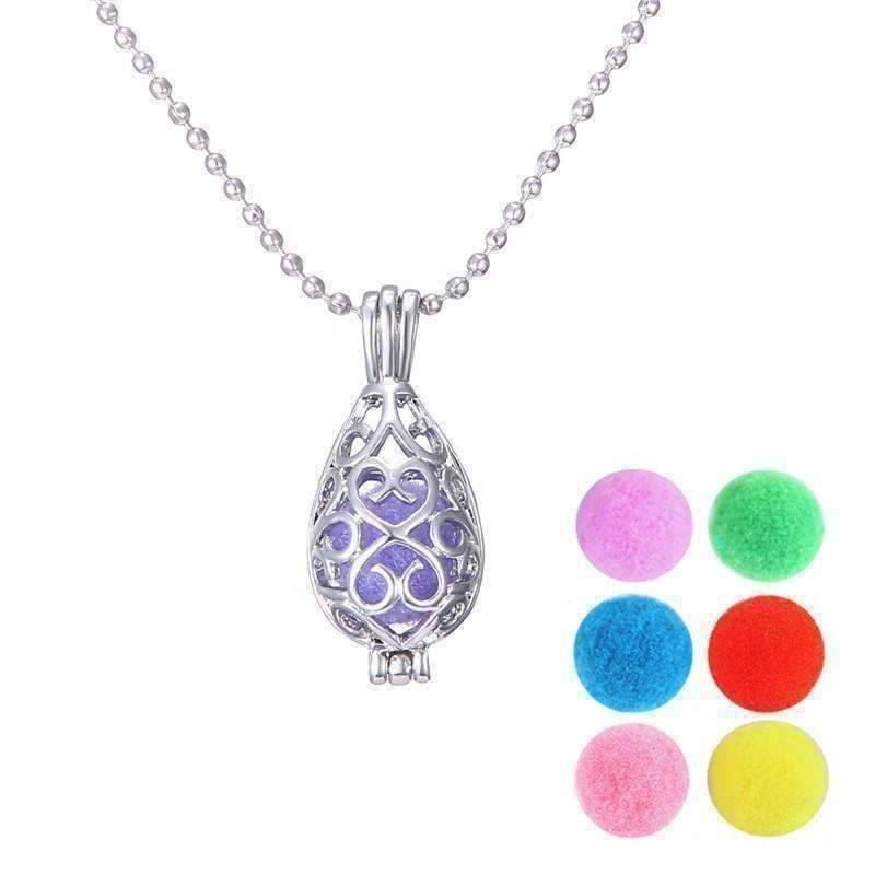 Feshionn IOBI Necklaces Teardrop / Platinum Plated Filigree Aromatherapy Scent Diffuser Locket Necklace