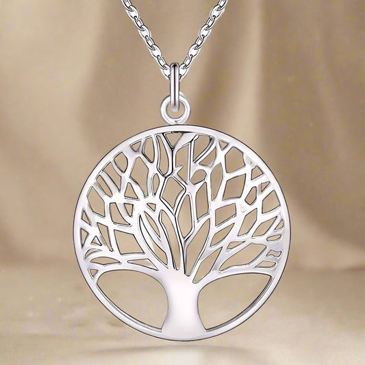 Feshionn IOBI Necklaces Tree of Life Silver Medallion Necklace