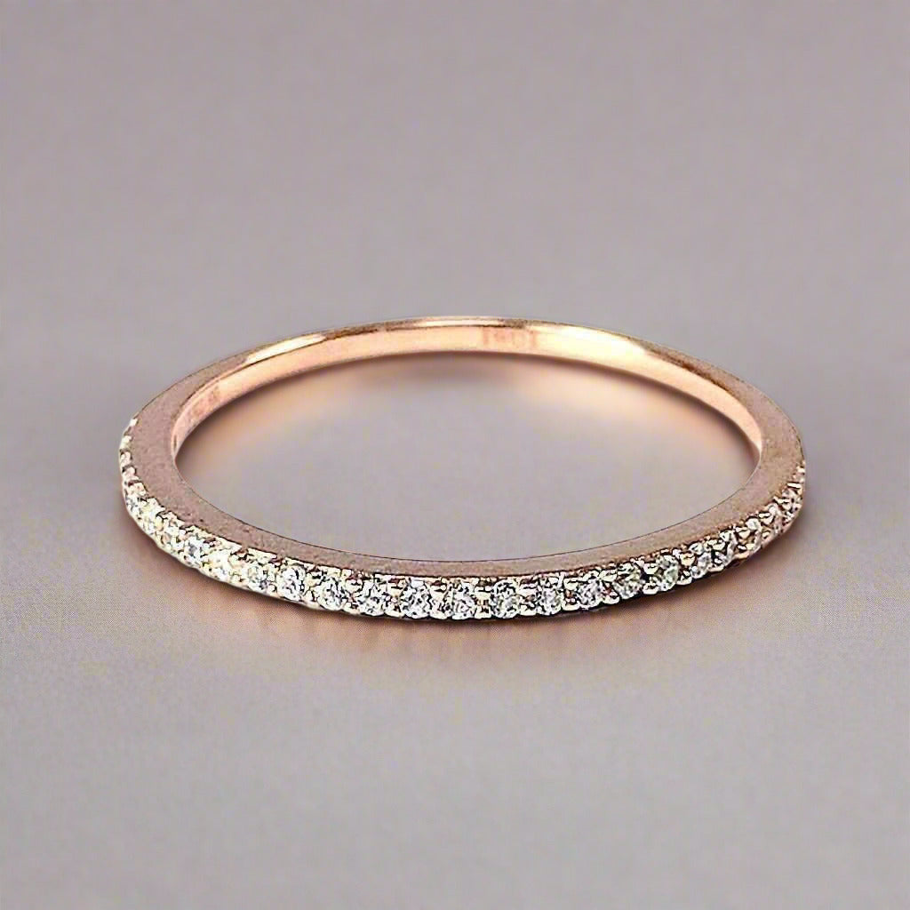 Feshionn IOBI Rings 4 / 18K Rose Gold Lillianne .22CT Pavé Band IOBI Cultured Diamond Ring