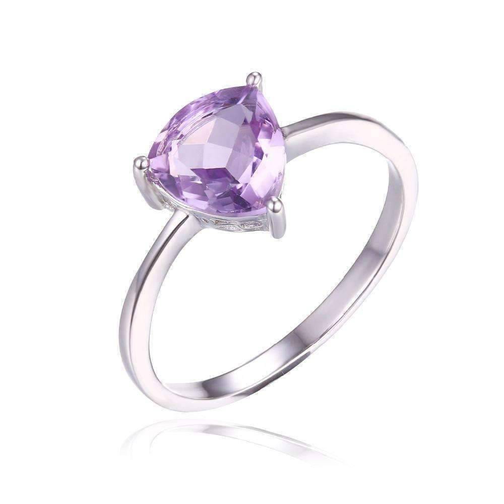 Feshionn IOBI Rings 5 / Amethyst Ring Amethyst Trillion Cut 1CT IOBI Precious Gems Solitaire Ring