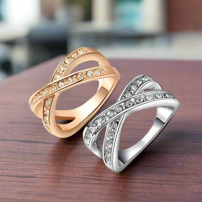 Feshionn IOBI Rings 5 / Rose Gold ON SALE - Channel Set Criss Cross Ring