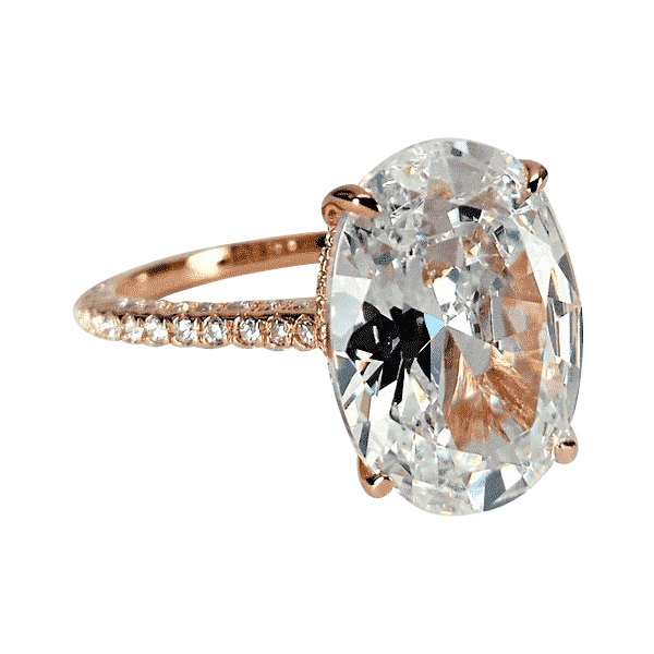 Feshionn IOBI Rings 6 Alexandra LaRosa 5CT Oval Petite French Pavé Crown Rose Gold IOBI Cultured Diamond Ring