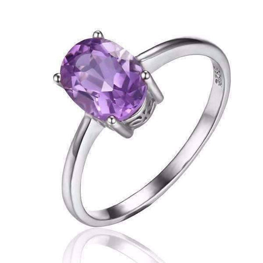 Feshionn IOBI Rings 6 / Oval Amethyst Ring Amethyst Oval Cut 1.1CT IOBI Precious Gems Ring