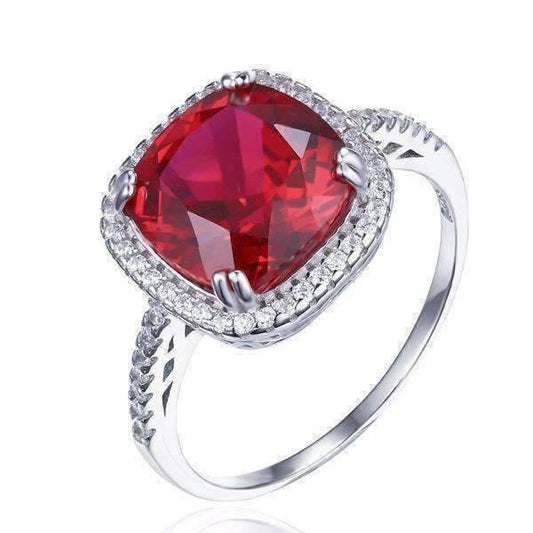 Feshionn IOBI Rings 6 / Rubellite Ring Passion Rubellite Cushion Cut 6.5CTW IOBI Precious Gems Halo Ring