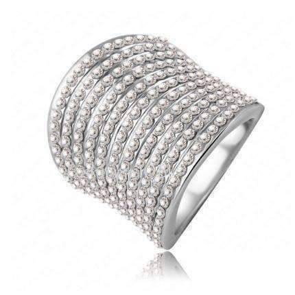 Feshionn IOBI Rings 8 / Platinum "Echo" Pavé Set Clear Austrian Crystal Platinum Plated Cocktail Ring