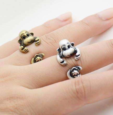 Feshionn IOBI Rings Bronze Monkey Business Adjustable Animal Wrap Ring