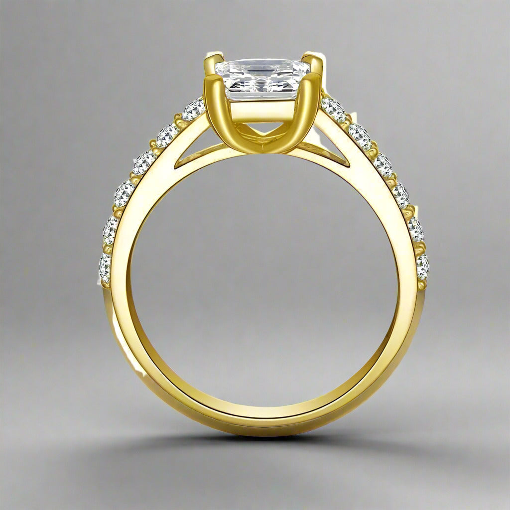 Feshionn IOBI Rings Chantelle 1.25CT Princess Cut Petite Pavé 10K Solid Yellow Gold IOBI Cultured Diamond Ring