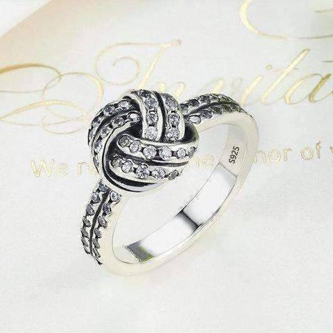 Feshionn IOBI Rings CZ Accented Sterling Silver Love Knot Ring