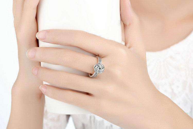 Feshionn IOBI Rings CZ Accented Sterling Silver Love Knot Ring