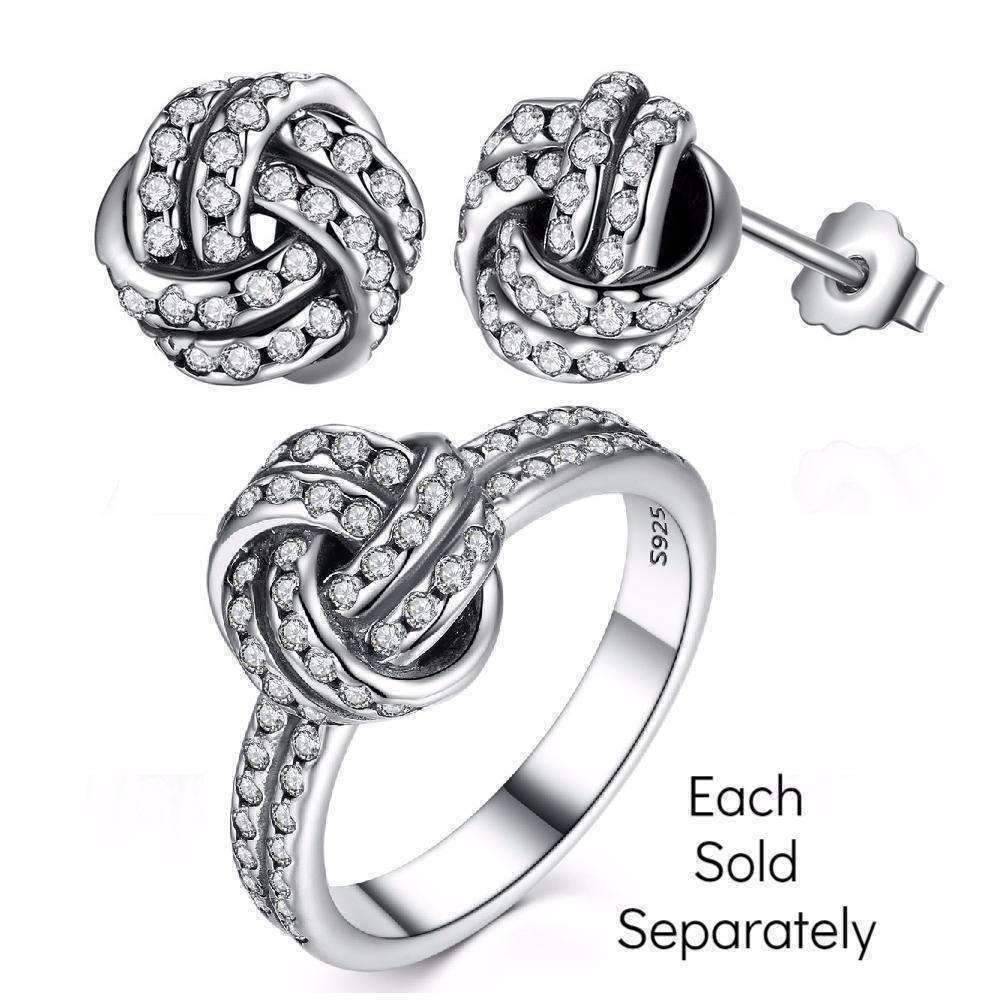 Feshionn IOBI Rings CZ Accented Sterling Silver Love Knot Ring