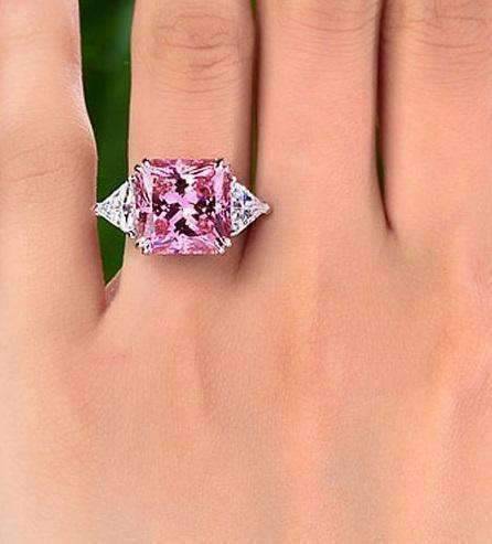 Feshionn IOBI Rings Fancy Pink 8CT Princess Cut Three Stone Ring