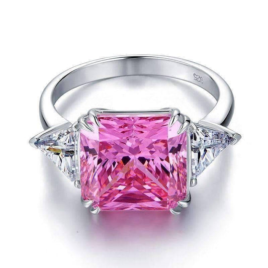 Feshionn IOBI Rings Fancy Pink 8CT Princess Cut Three Stone Ring