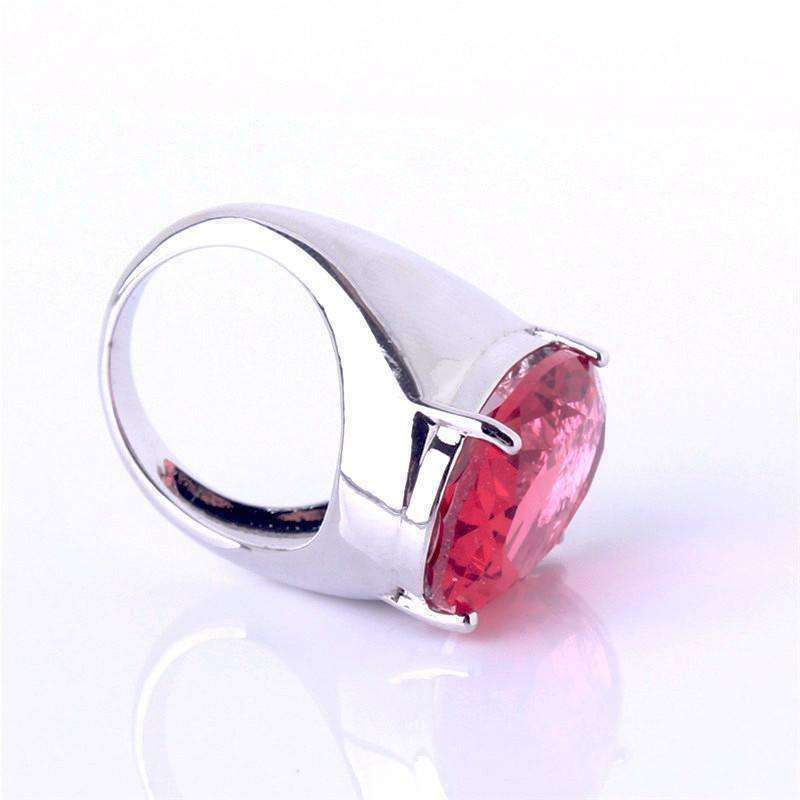 Feshionn IOBI Rings Flamingo Kisses 15ct Pink Oval Cut Austrian Crystal White Gold Plated Cocktail Ring