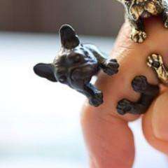 Feshionn IOBI Rings Frenchy French Bulldog Adjustable Animal Wrap Ring