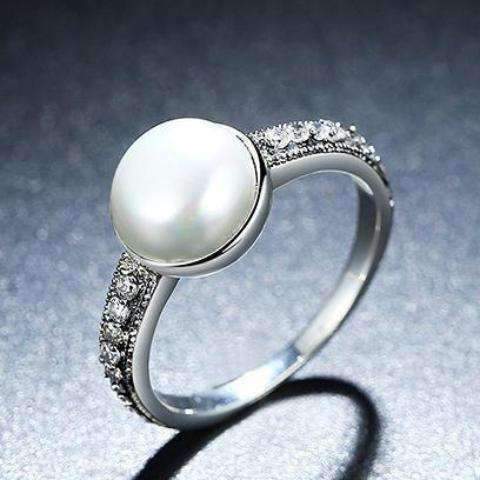 Feshionn IOBI Rings Freshwater Pearl and CZ Sterling Silver Ring