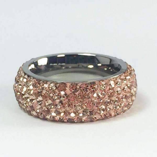 Feshionn IOBI Rings Glitzy 5 Row Pavé Set IOBI Crystals Stainless Steel Eternity Ring