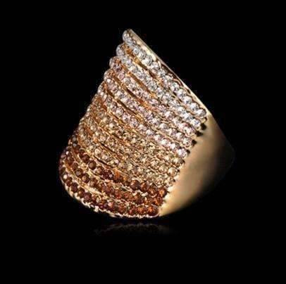 Feshionn IOBI Rings Gold Gradient Austrian Crystal 18K Rose Gold Plated Cocktail Ring