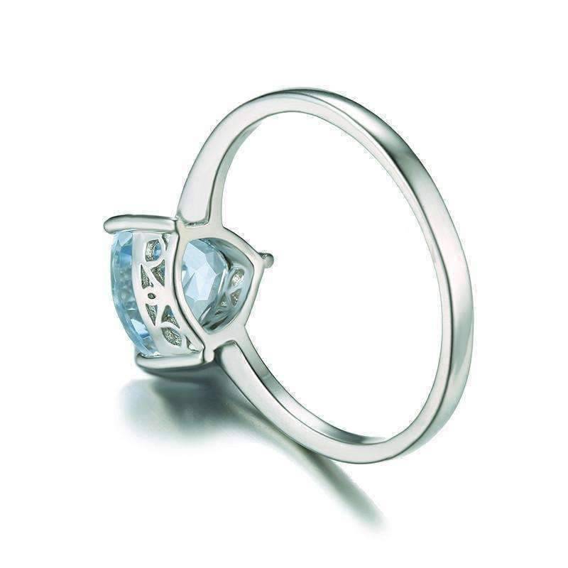 Feshionn IOBI Rings Ice Blue Genuine Topaz Trillion Cut 1.4 CT IOBI Precious Gems Ring