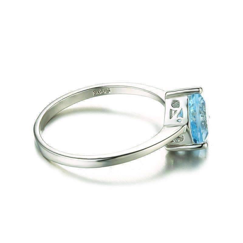 Feshionn IOBI Rings Ice Blue Genuine Topaz Trillion Cut 1.4 CT IOBI Precious Gems Ring